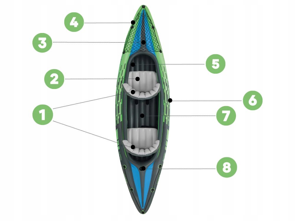 Kajak Challenger 2 2os. Intex Pompka+Wiosła 68306 MODEL 2024 Kod producenta 68306
