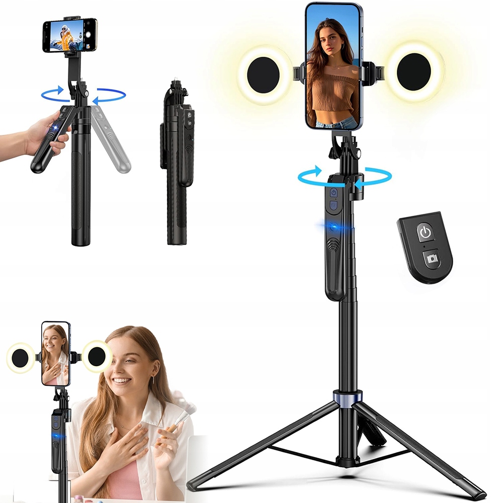 Gimbal Stabilizatror Ruční Držák Telefonu Lehká Led Lampa Dálkové Ovládání 360