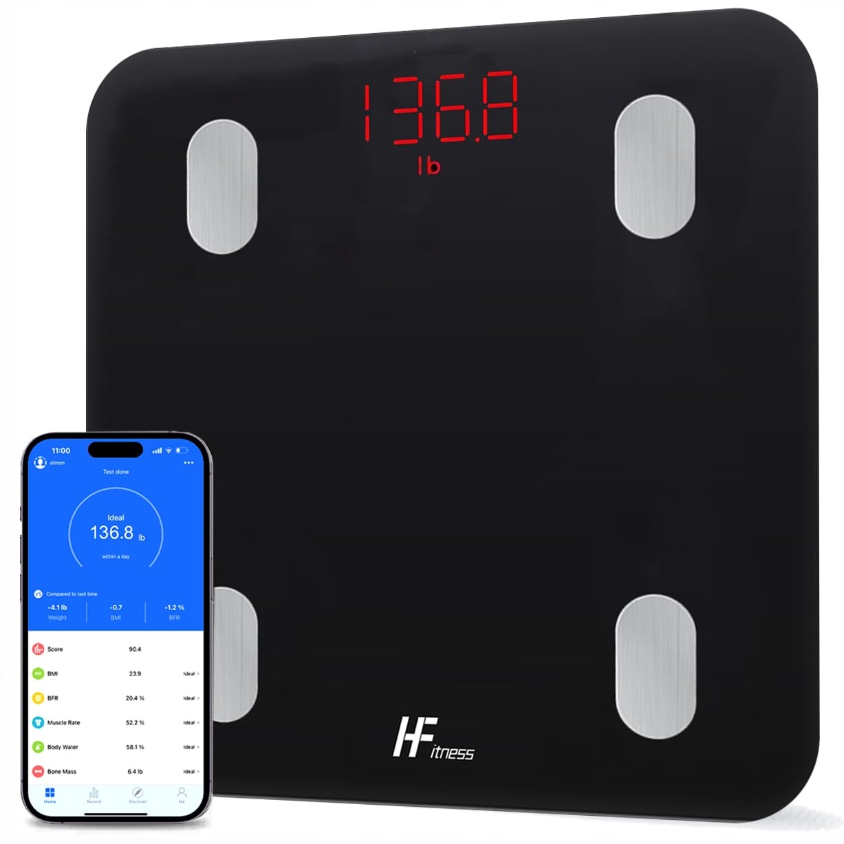 HF Inteligentna Waga Bluetooth Analiza 19 Danych Ciała iOS Android — miniatura 2