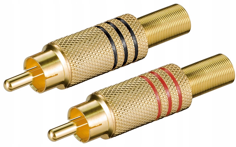 Wtyk RCA Chinch Pozłacany Czarny i Czerwony 2 sztuki