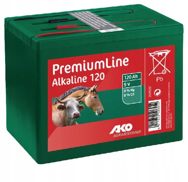 Alkalická baterie pro elektrizátor 9V, 120Ah malá Ako 350522