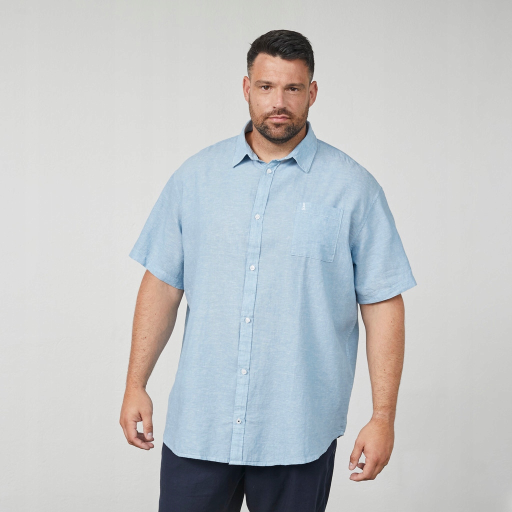 Velká pánská lněná košile Hladká modrá North Latitude Velikost 6XL