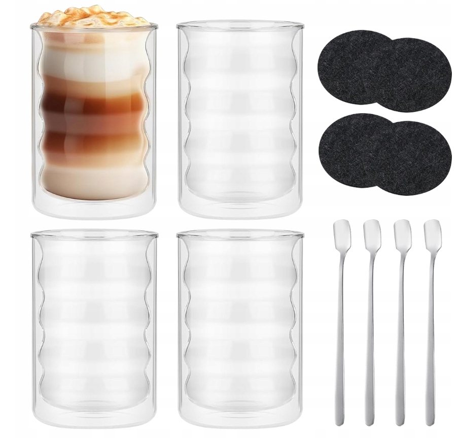 Szklanki termiczne zestaw do kawy Latte Cappuccino i Espresso 4 sztuk