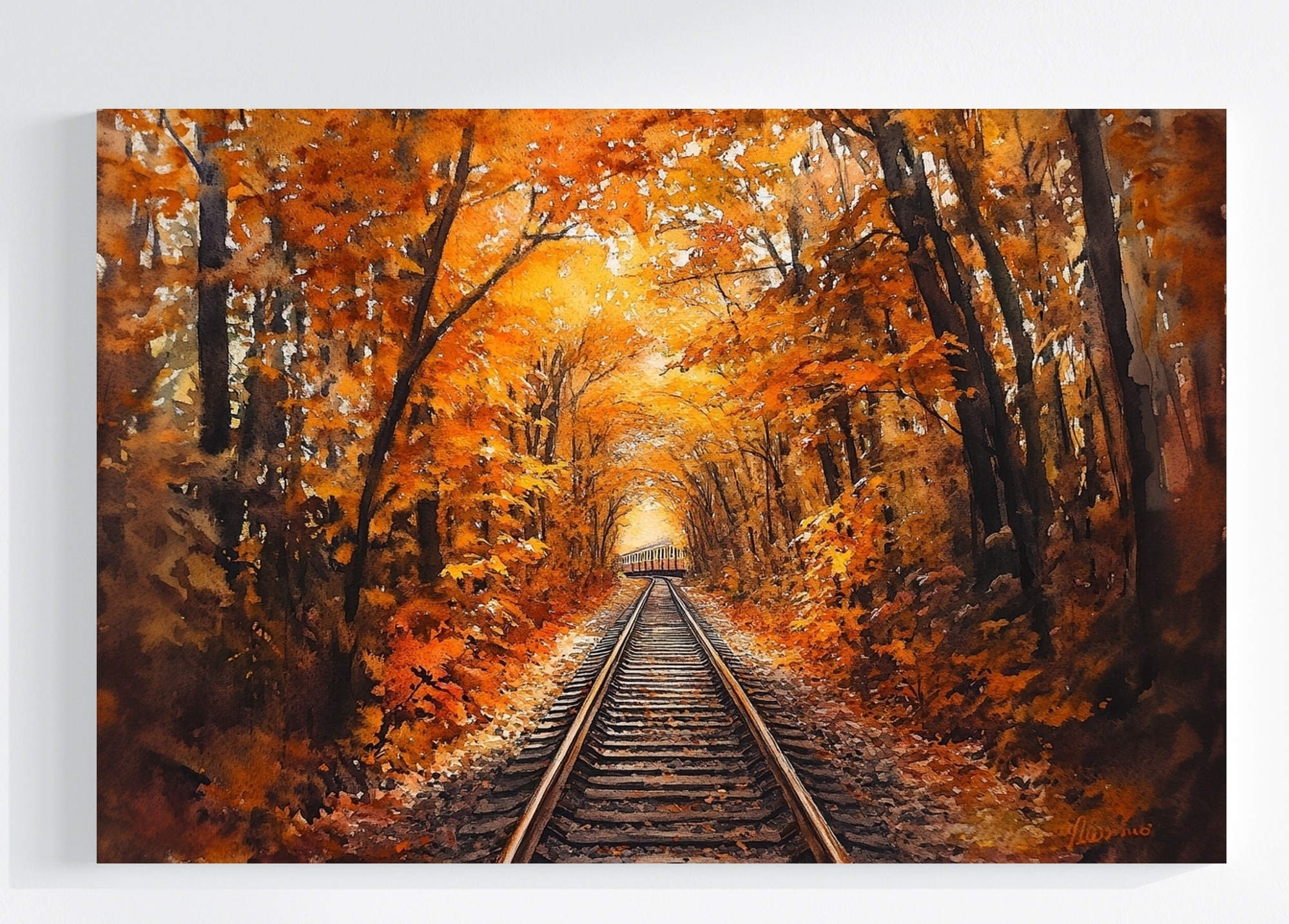 Obraz Na Plátně Canvas Krajina Les Stromy Koleje Podzim Tunel 120x80