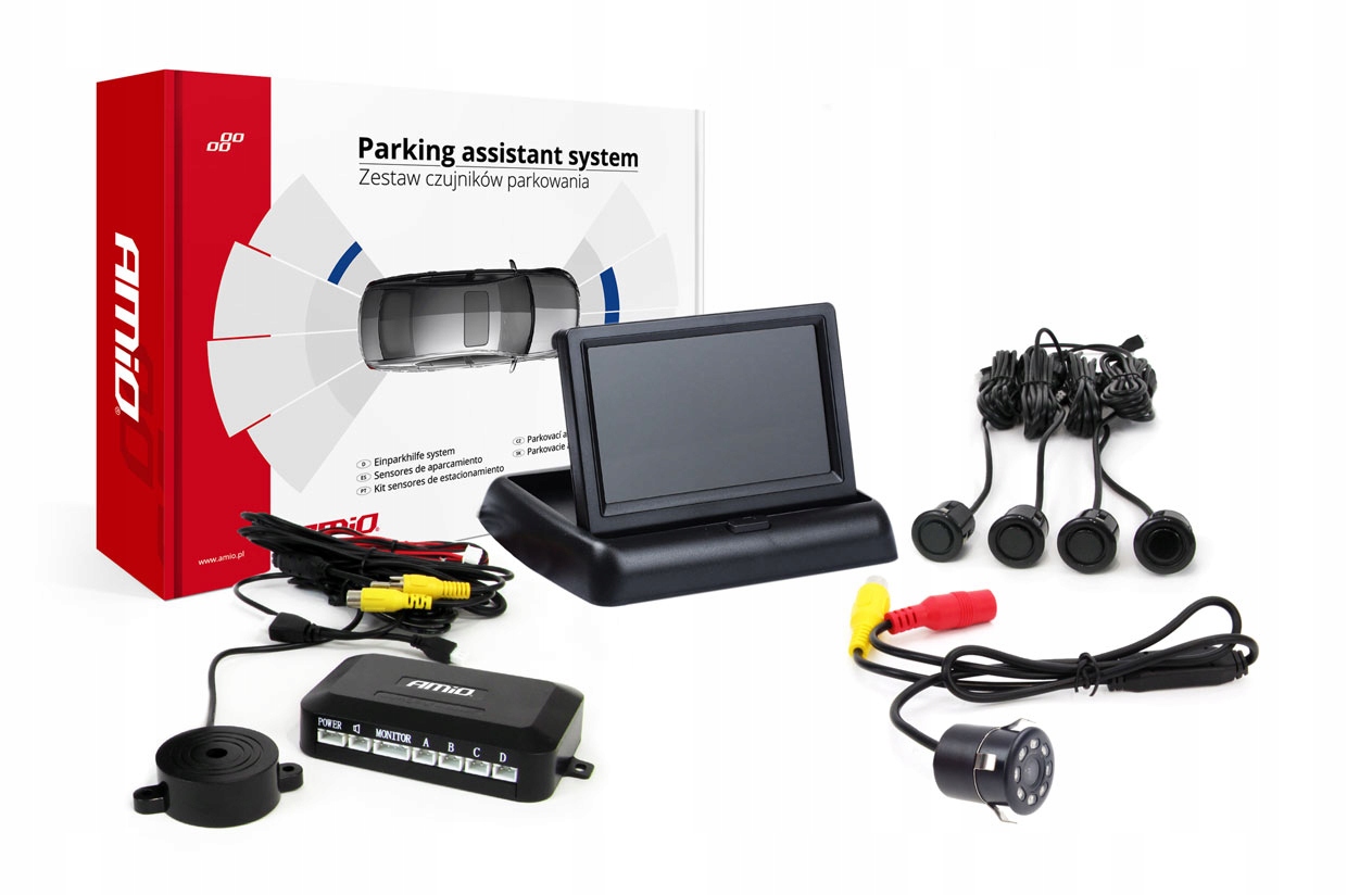 Sada parkovacích senzorov TFT02 4,3" s kamerou HD-307-IR, 4 senzory, čierna