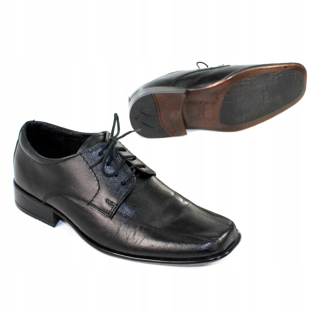 

Eleganckie Obuwie Męskie Skórzane Black Półbuty 40