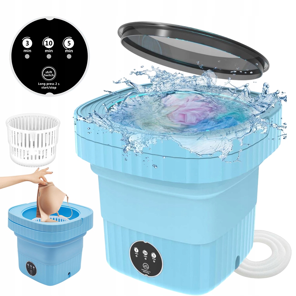 Składana Mini Pralka Wirówką Turystyczna Do Bielizny I Skarpetek 7L