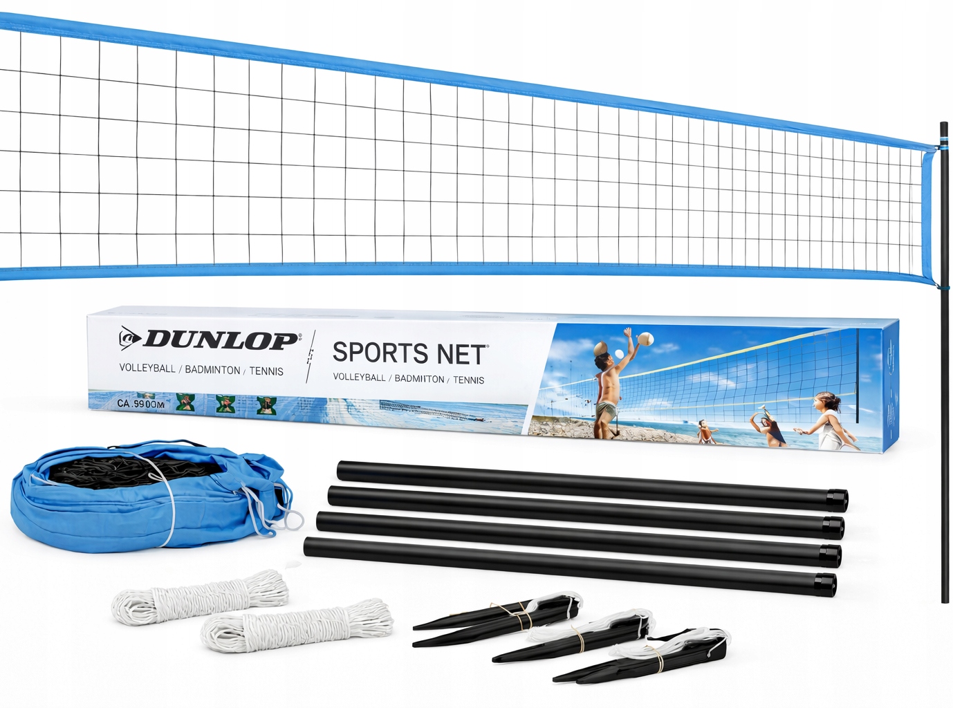 Duża Siatka Sportowa Do Badmintona Siatkówki Wytrzymała 609x220cm Dunlop