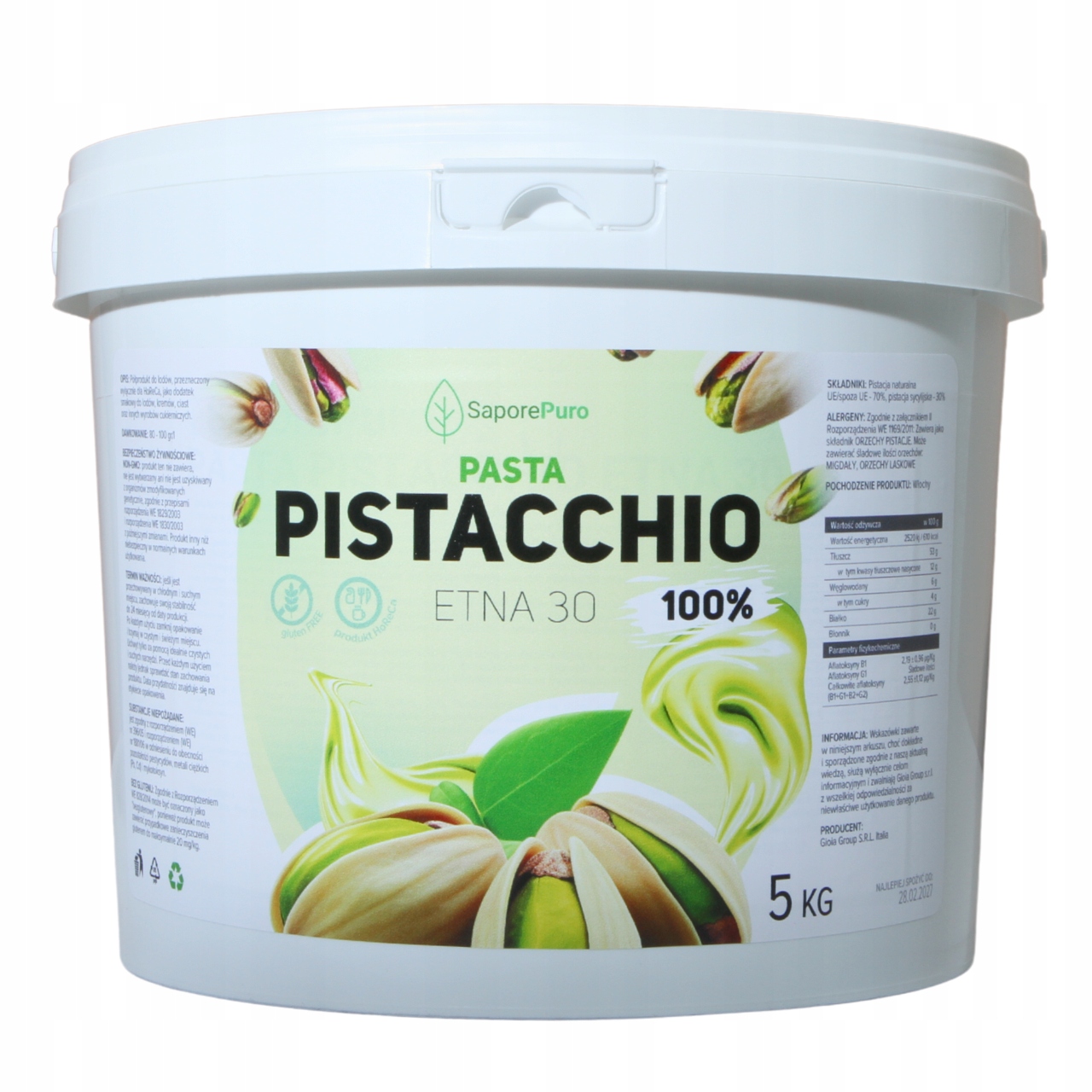 SaporePuro Krem Pistacjowy 100% Etna 30 Włochy Sycylia 5kg