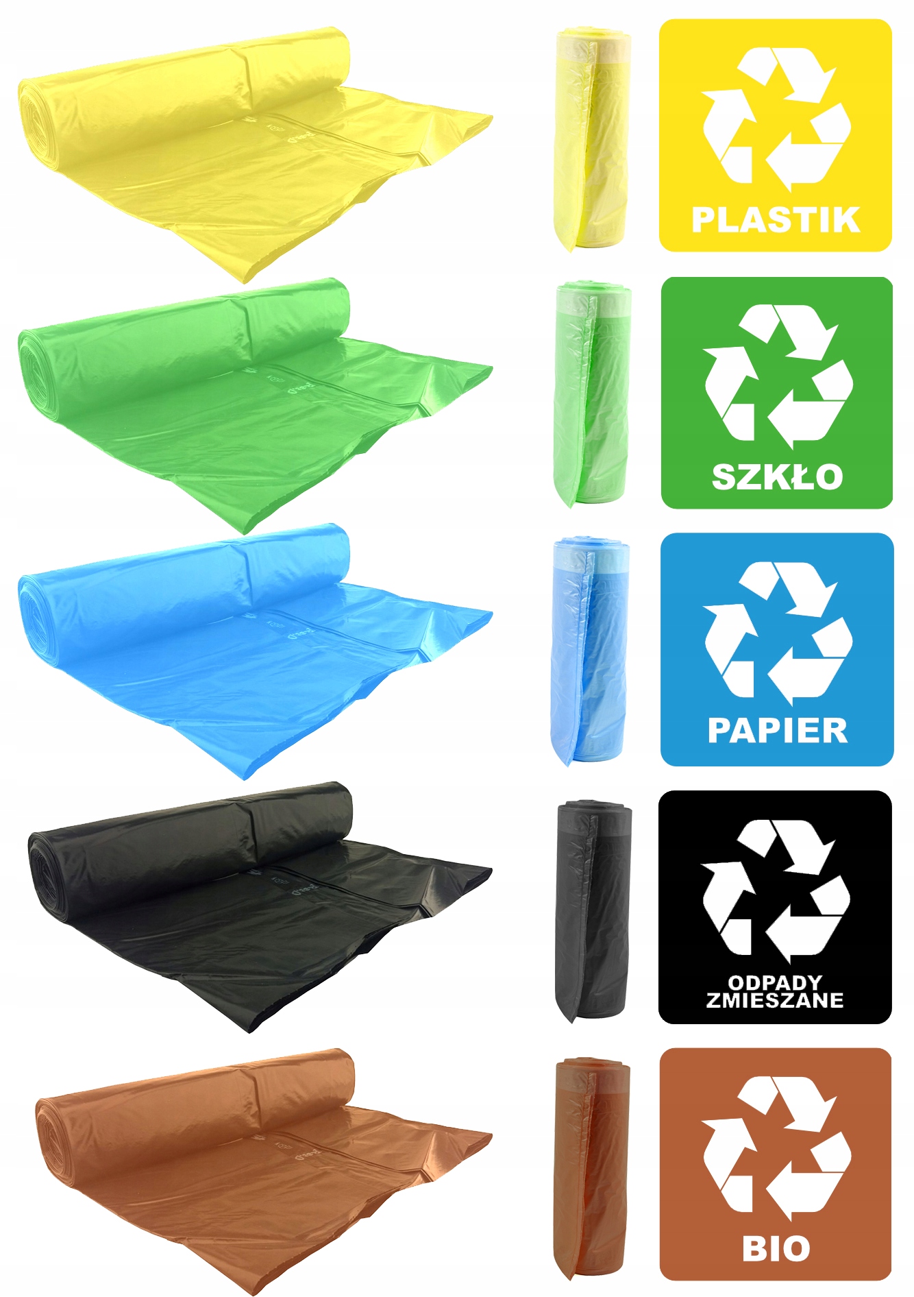 

Zestaw Worków Na Śmieci Do Segregacji 5X120L 10SZT