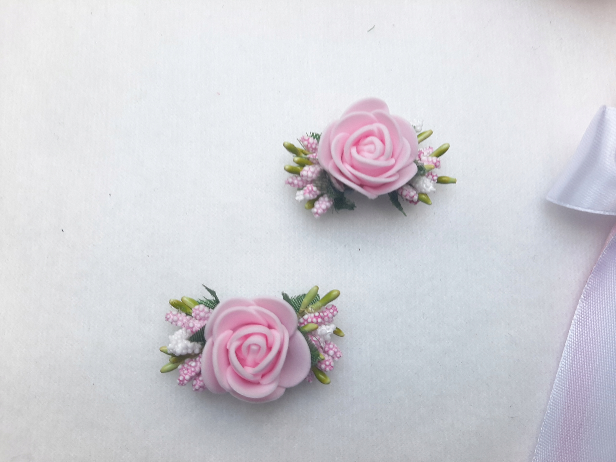 Zestaw do chrztu opaska pasek pudrowy róż biały Długość sukienki 20 cm