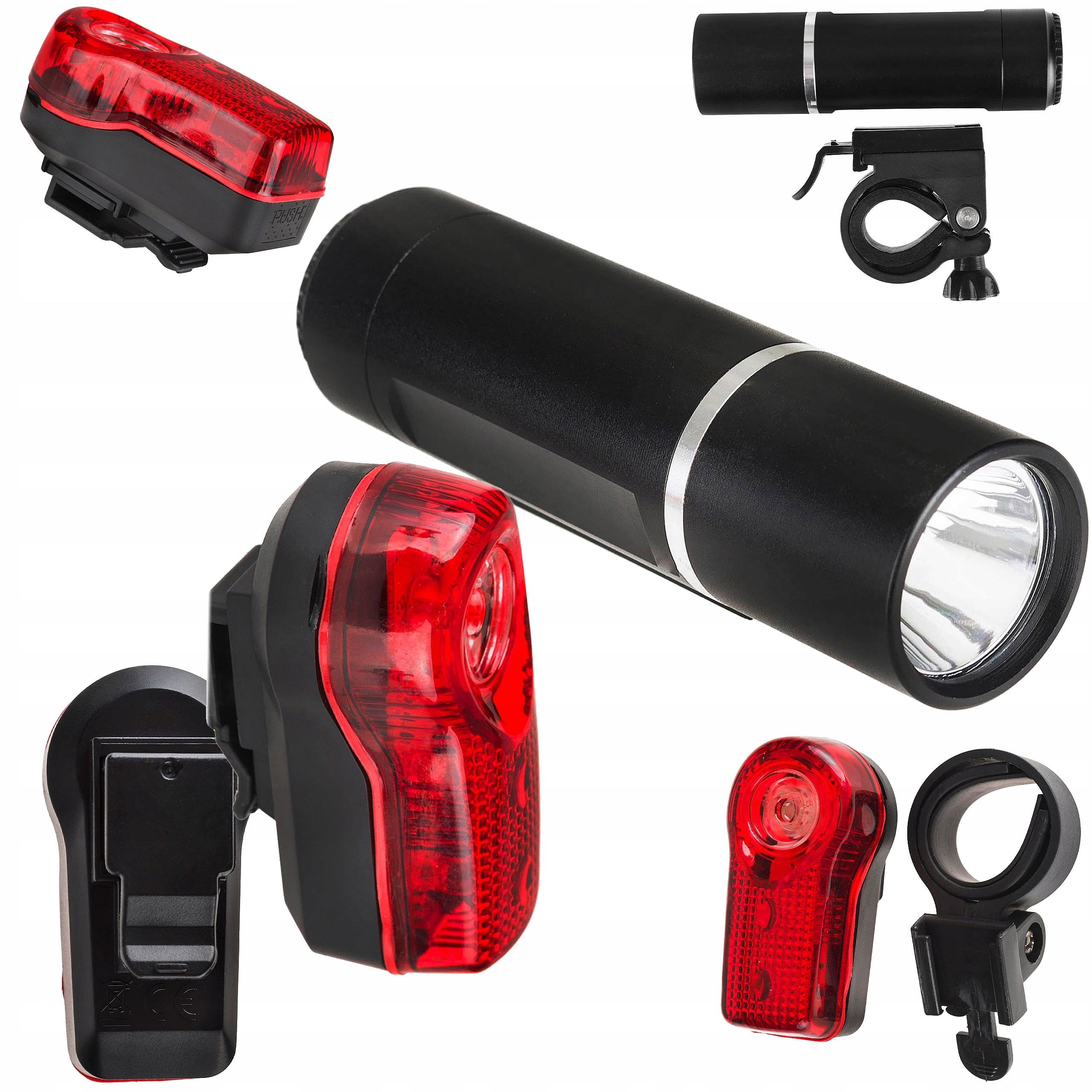 LAMPKI ROWEROWE ZESTAW NA BATERIE PRZÓD TYŁ