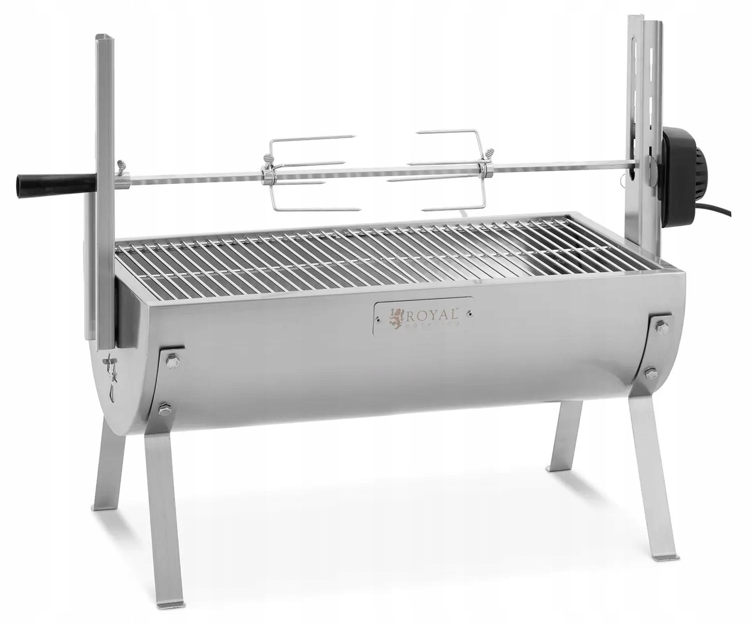 Uhlíkový gril s otočným rožněm s motorem 15 kg Royal Catering RCSG-70PB