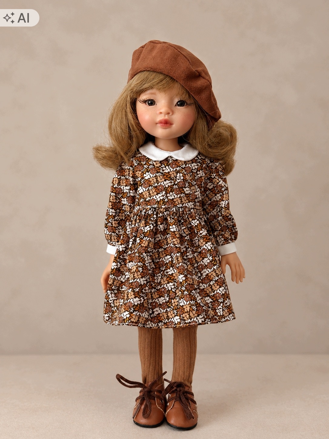 Ručně vyrobené oblečení pro panenky Paola Reina 32 cm, amigas Šaty, beret