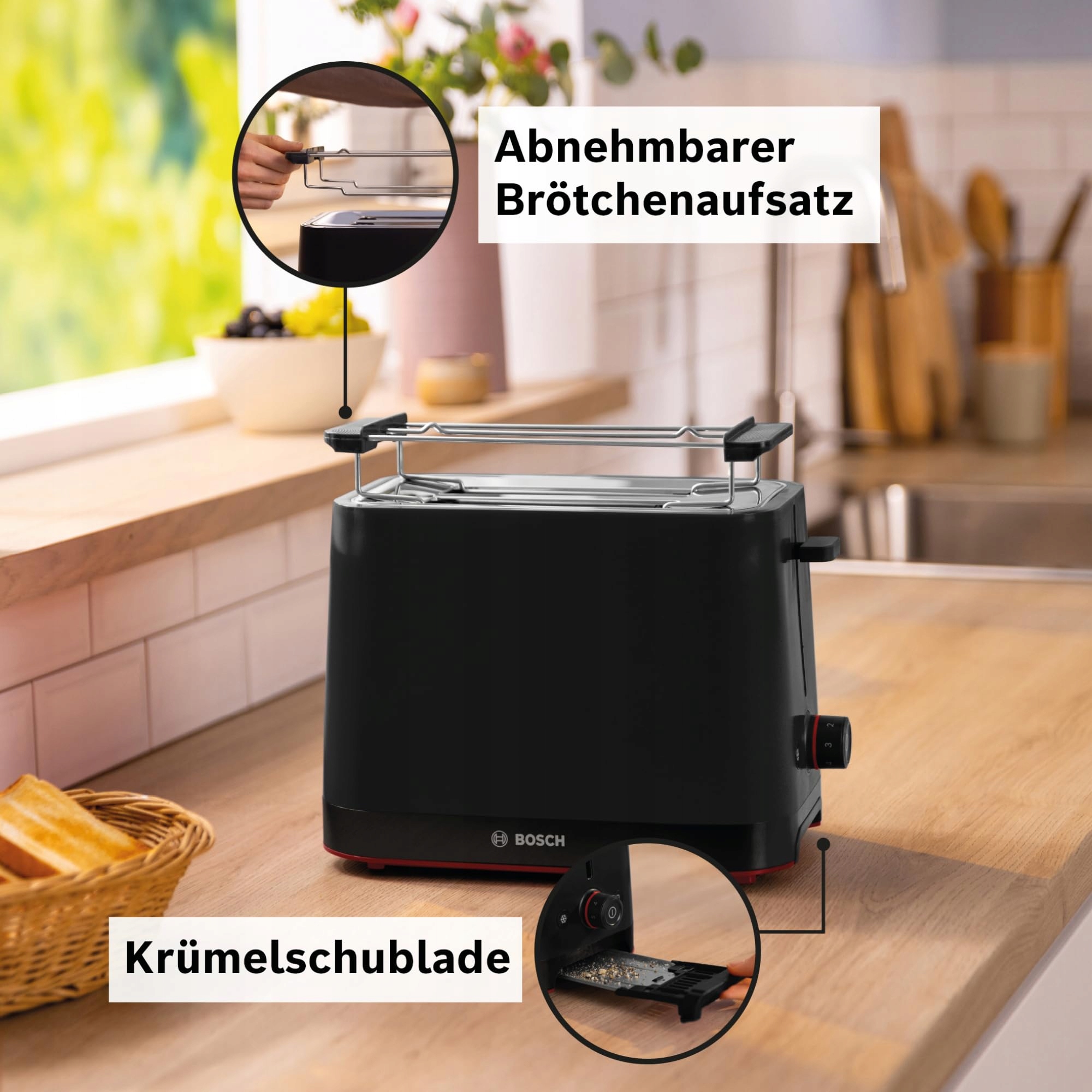 BOSCH Kompaktowy Toster MyMoment TAT3M123 Czarny 800W Z Funkcją Rozmrażania — miniatura 3