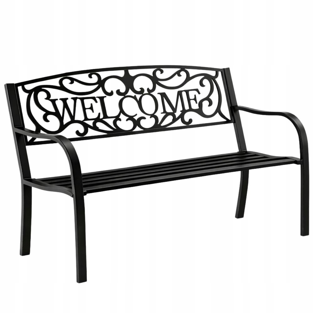 Zahradní lavička Terasa Zahrada Park Kovová Opěradlo Welcome Černá 127 cm Lean
