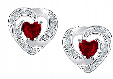 Kolczyki srebrne 925 wkrętki dla kobiety serca na walentynki srebro 925
