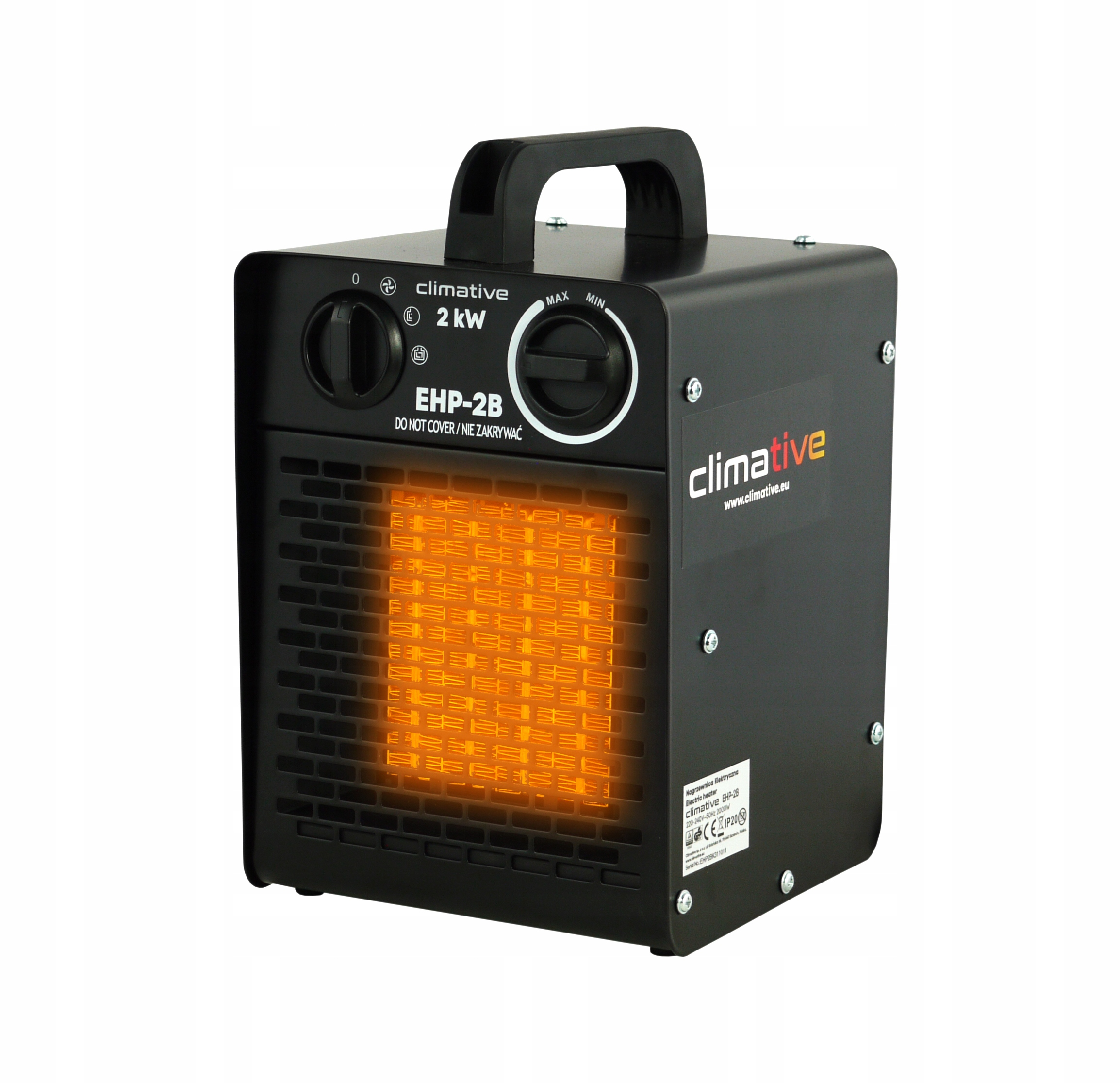 Nagrzewnica Elektryczna PTC EHP-2B Dmuchawa Farelka Grzejnik Termostat 2kW Marka Climative