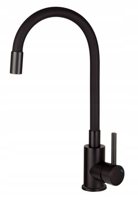 Kuchynská Batéria S Ohybným, Pružným Výtokom, Čierna, Štýlová Do Umývadla