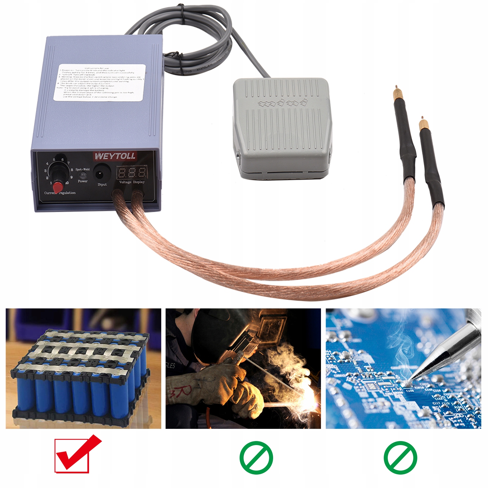 Bodová Svařovací Jednotka Pro Baterie S Pedálovým Spínačem Výkonu 5000 W 0-800 A