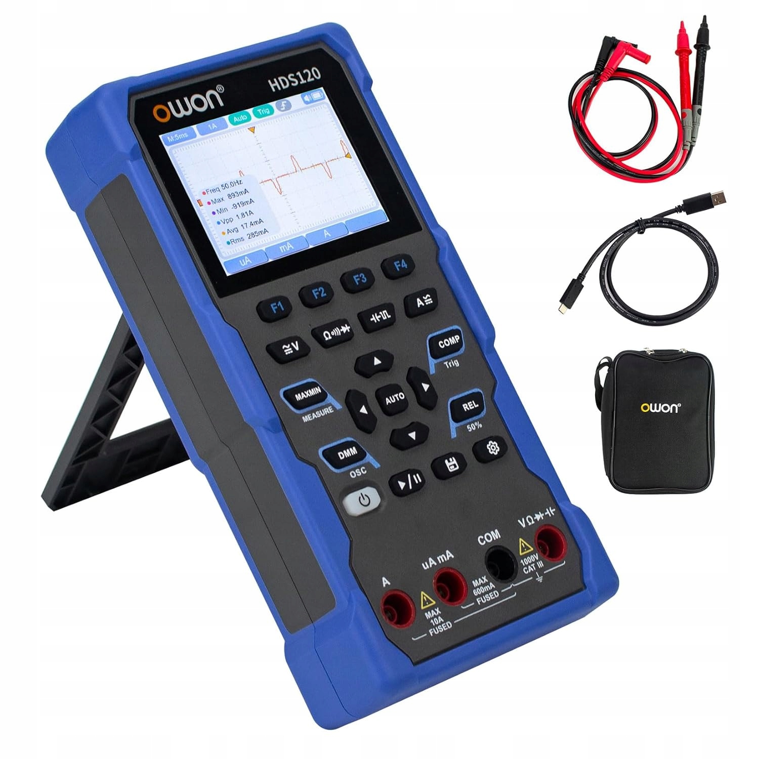 Owon HDS120 osciloskop multimetr 2v1 prenosný 1 MHz Ips 20000 spočítaní