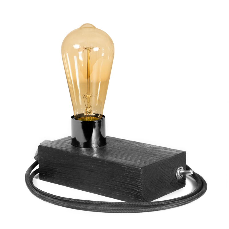 Nočná stolová lampa Edison čierna Dubová 16x9 CM Retro žiarovka E27