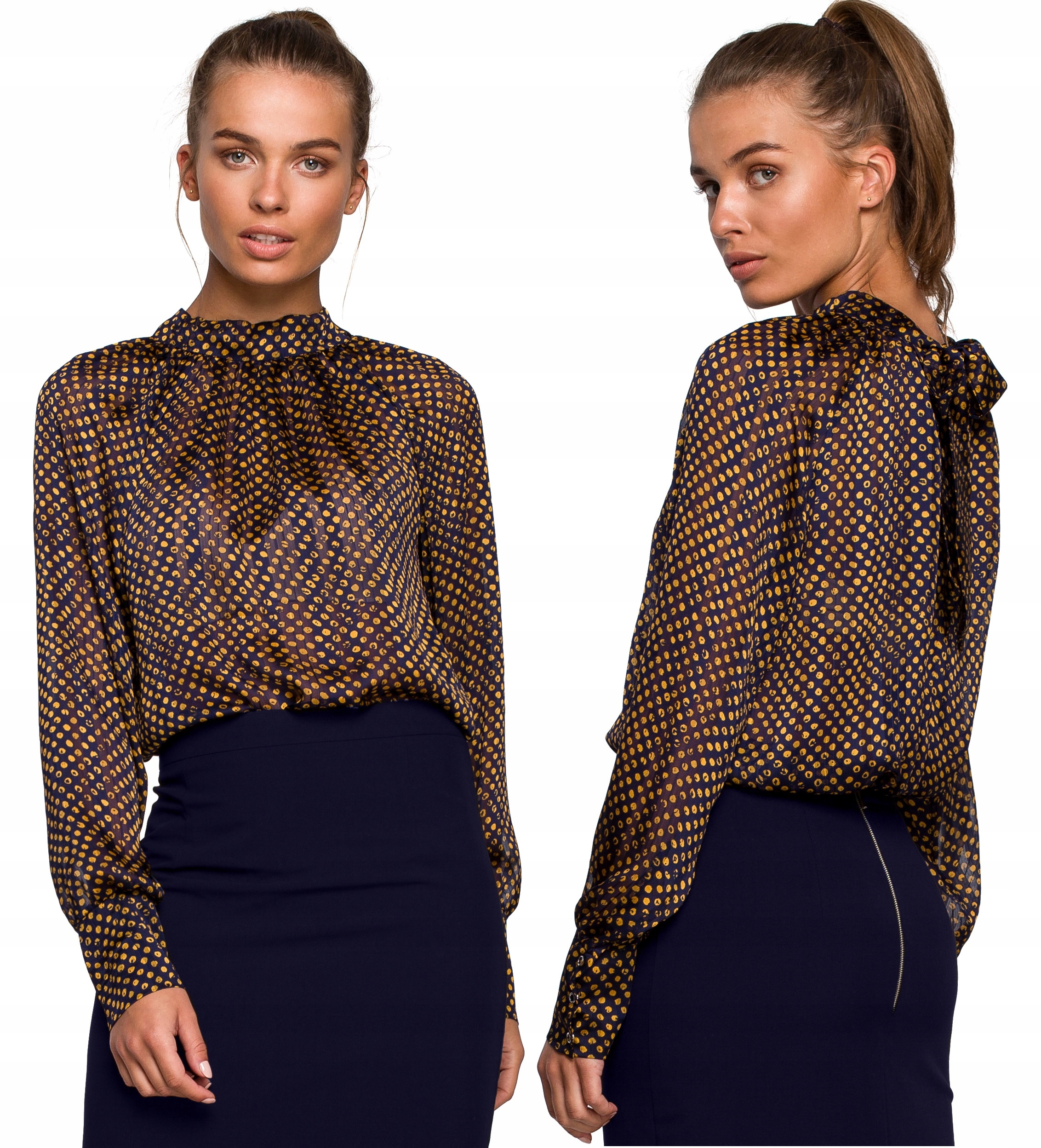 

Elegancka Bluzka Damska Szyfonowa Z Wiązaniem