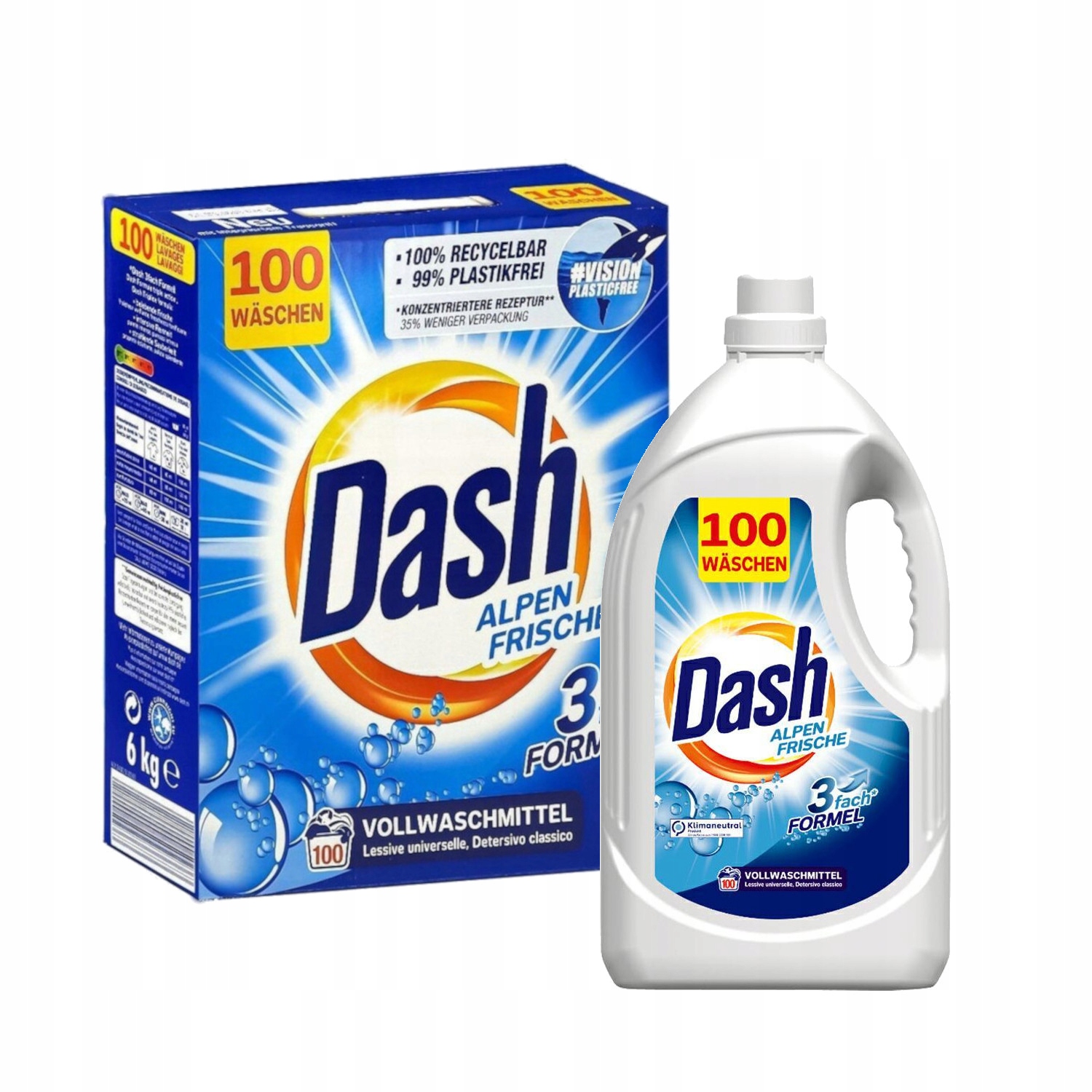 Levně Prášek 6 kg Gel 5 L na praní univerzální Dash 100 praní