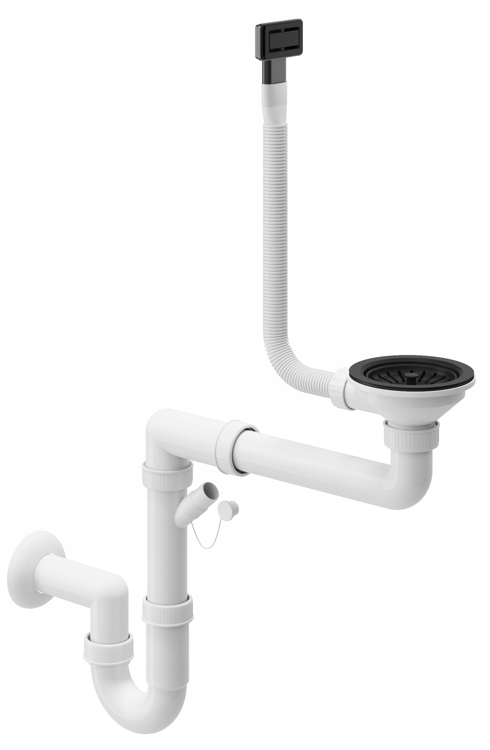 Jednokomorový Manuálny Sifón Obdĺžnikový, Čierny