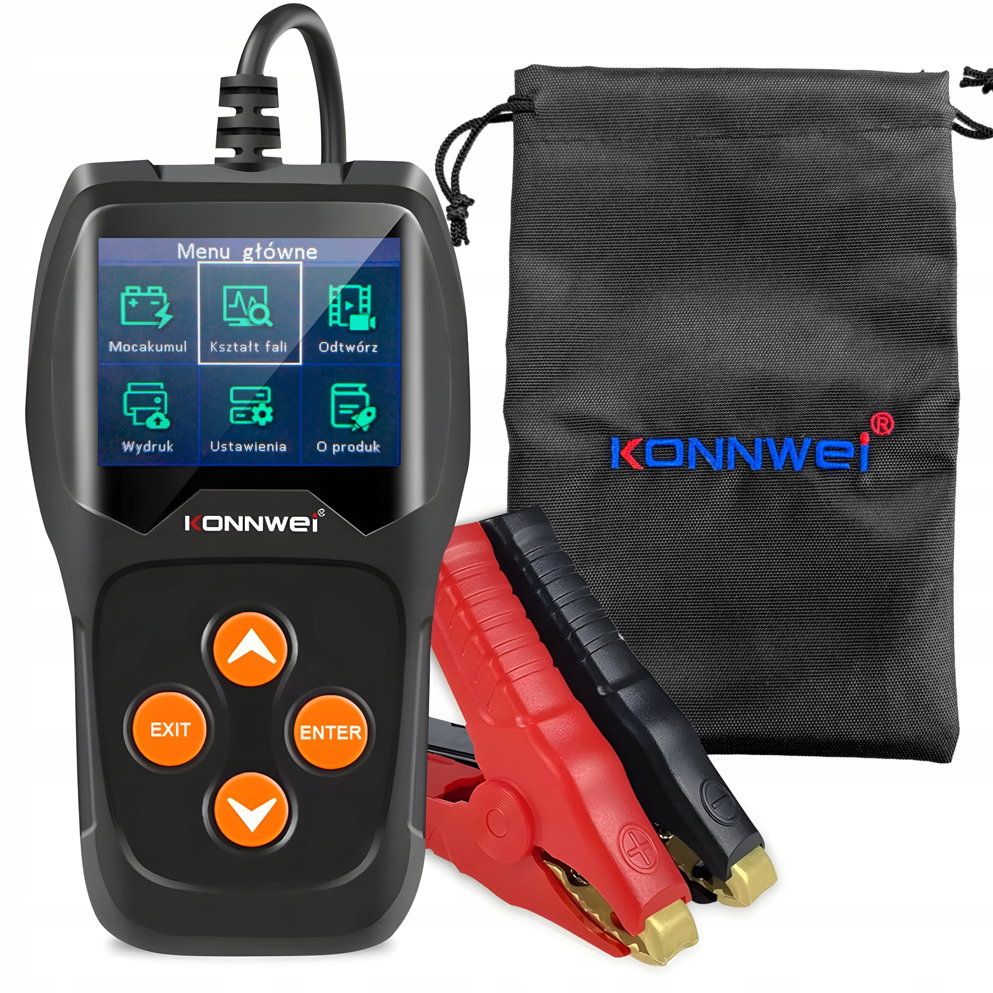 Tester akumulátorů Konnwei KW600 LCD Digitální měřič 6V 12V Polské menu