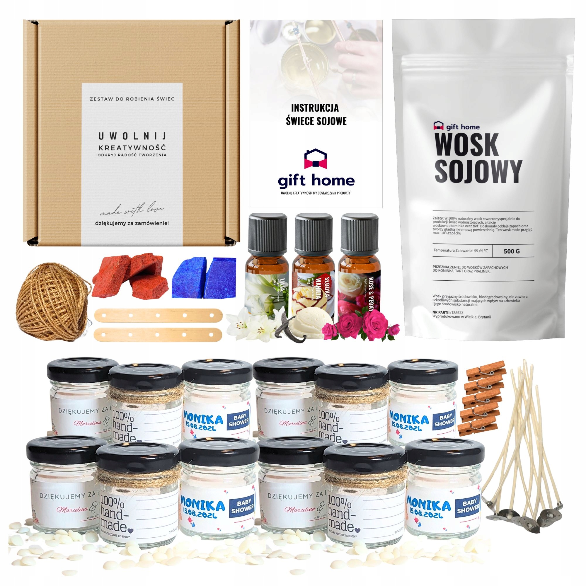 Sada Na Výrobu Svíček Jako Dárek Baby Shower Svatební Hostina Poděkování 12x40 m