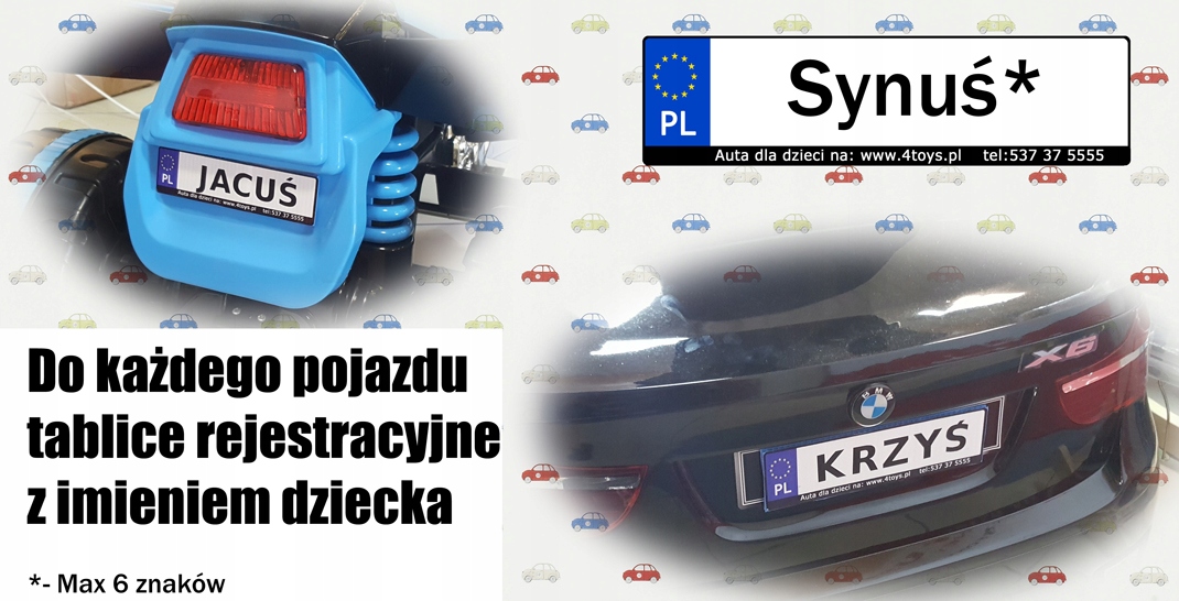 QUAD NA AKUMULATOR DLA DZIECI Czerwony + Tablice Maksymalne obciążenie 30 kg