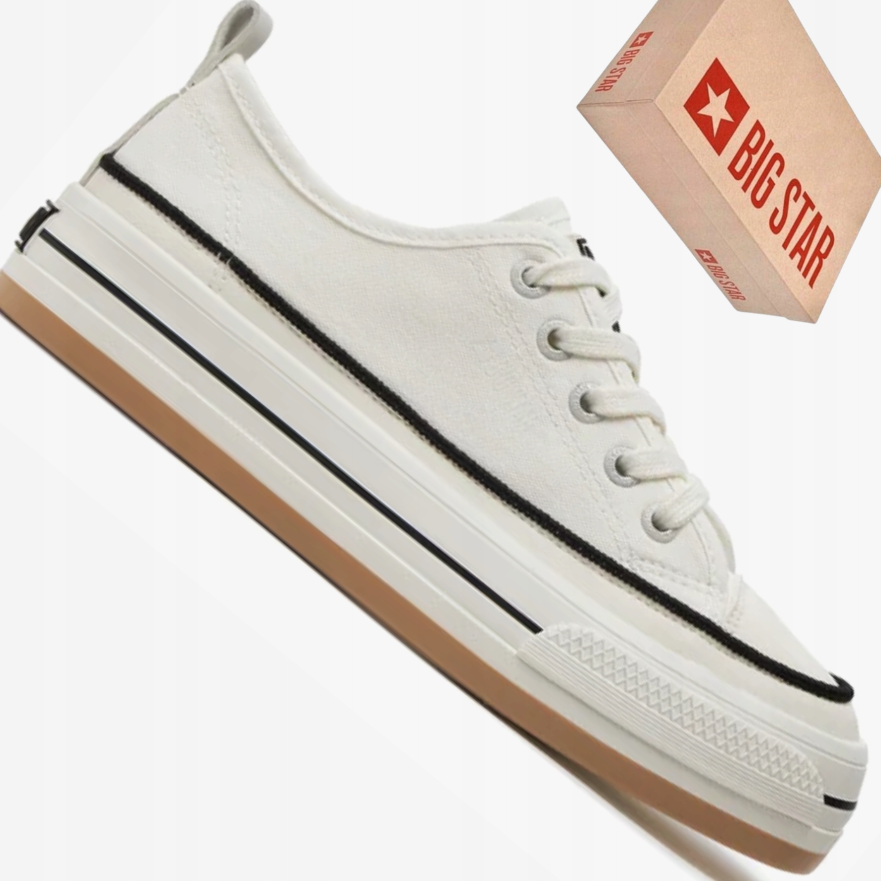 Trampki damskie Big Star NN274205 białe modne buty na platformie