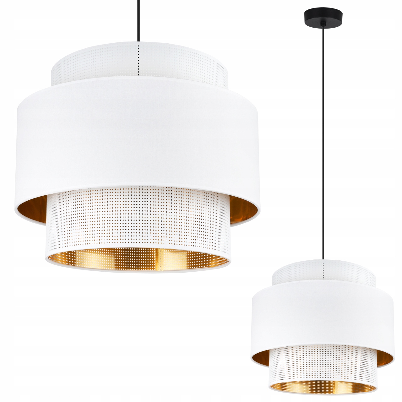 Závěsná Stropní Lampa Bílo-zlatý Lustr S Stínítkem Do Ložnice Jídelny