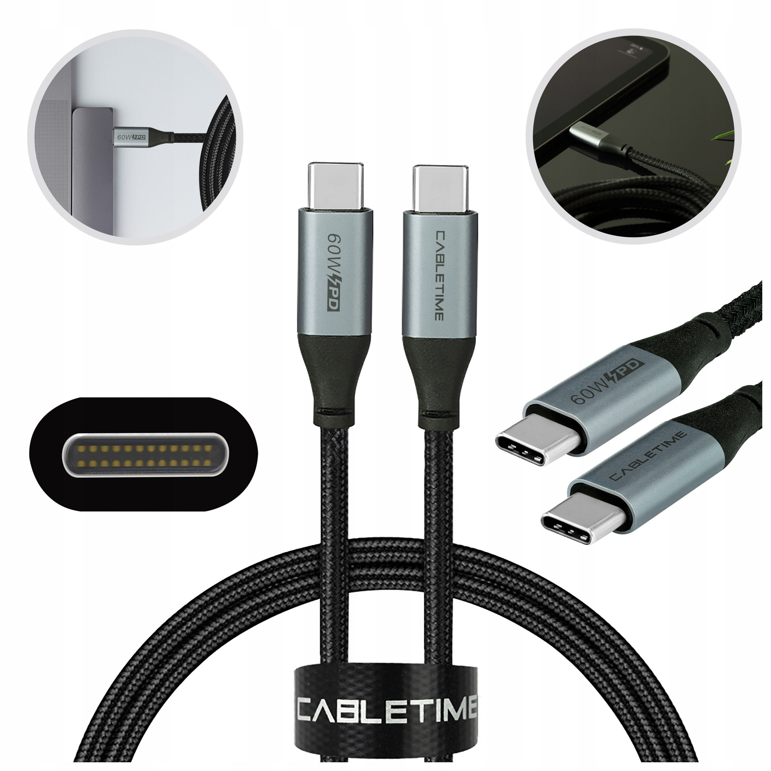 

Auda Kabel Usb-c typ-C Quick Charge 4.0 Pd 60W 2m