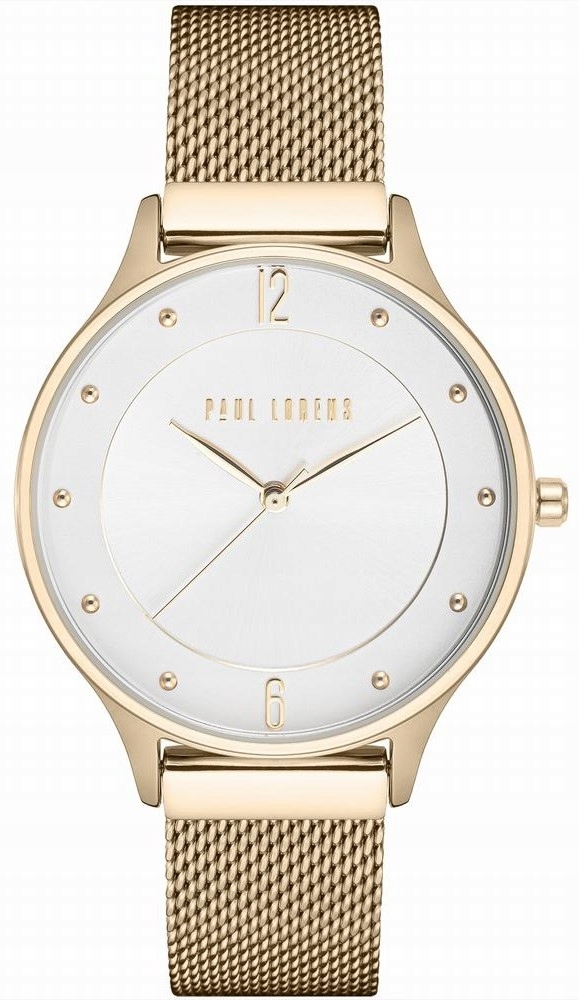 Dámské hodinky Paul Lorens křemenný ciferník stříbrný náramek zlatý 37 mm