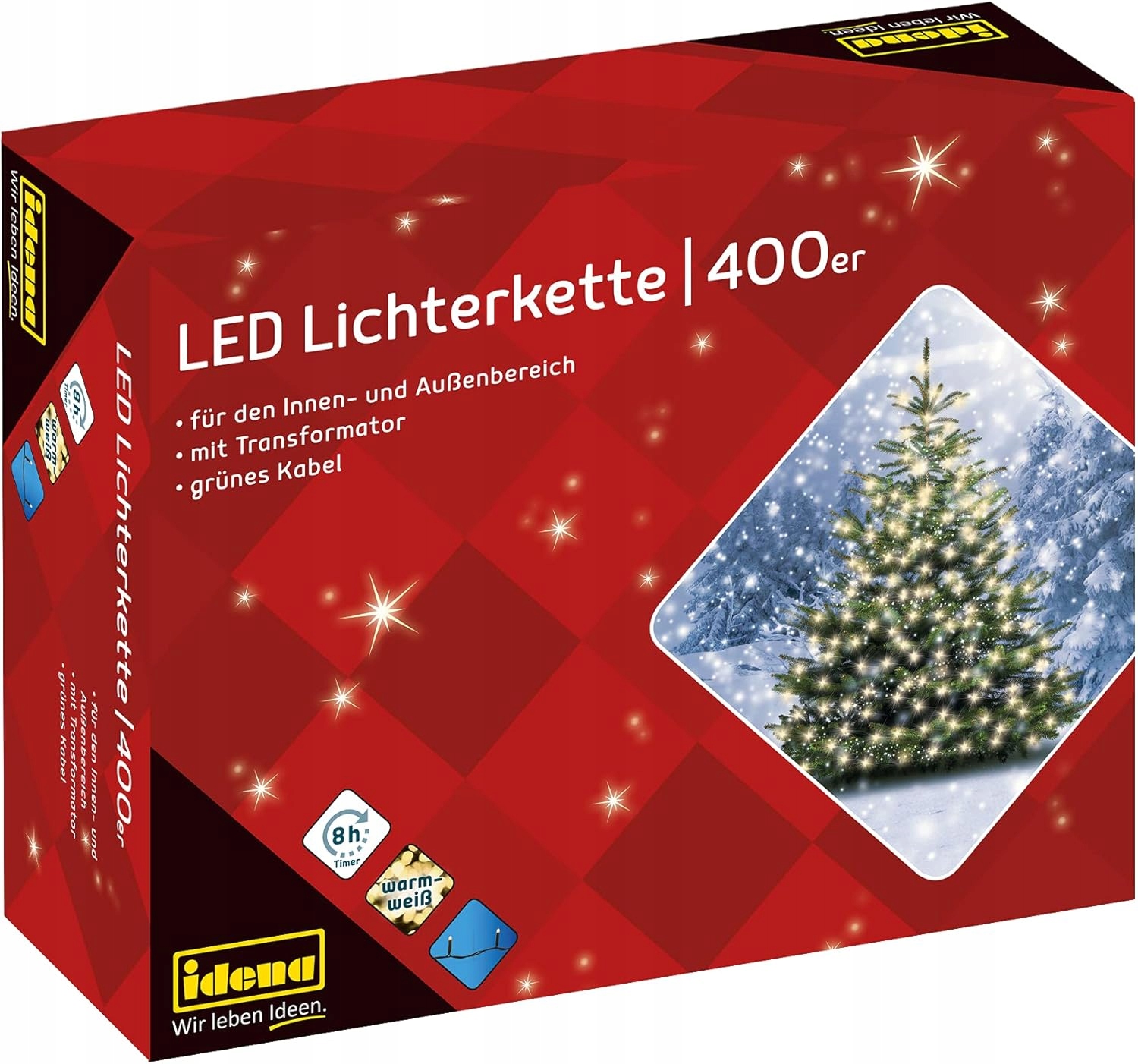 Vánoční Osvětlení Na Stromeček Led 400 Diod Teplá Bílá Časovač Venkovní Sváteční