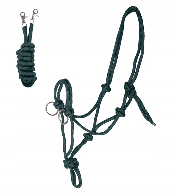 Kantar sznurkowy dla konia Waldhausen halter z wodzami zielony Full