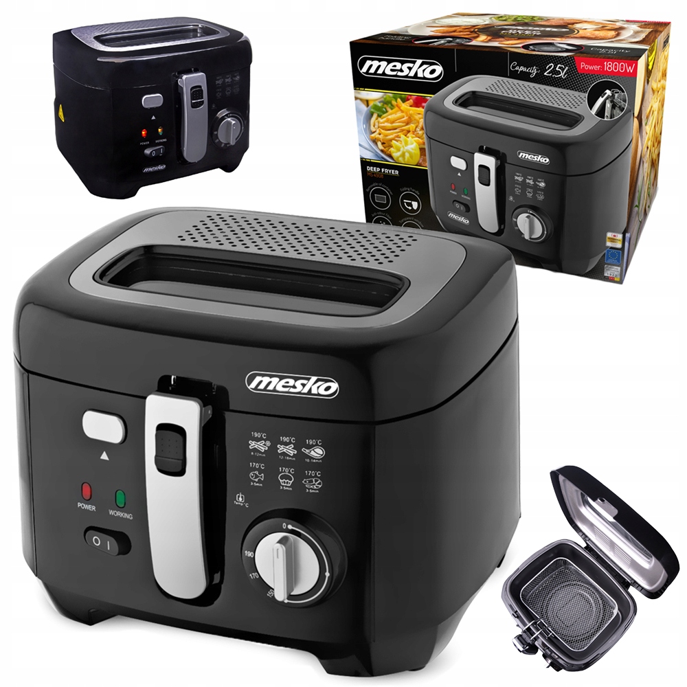 Frytkownica 2,5 L Ms 4908 1800W Regulacja Temperatury Czarna