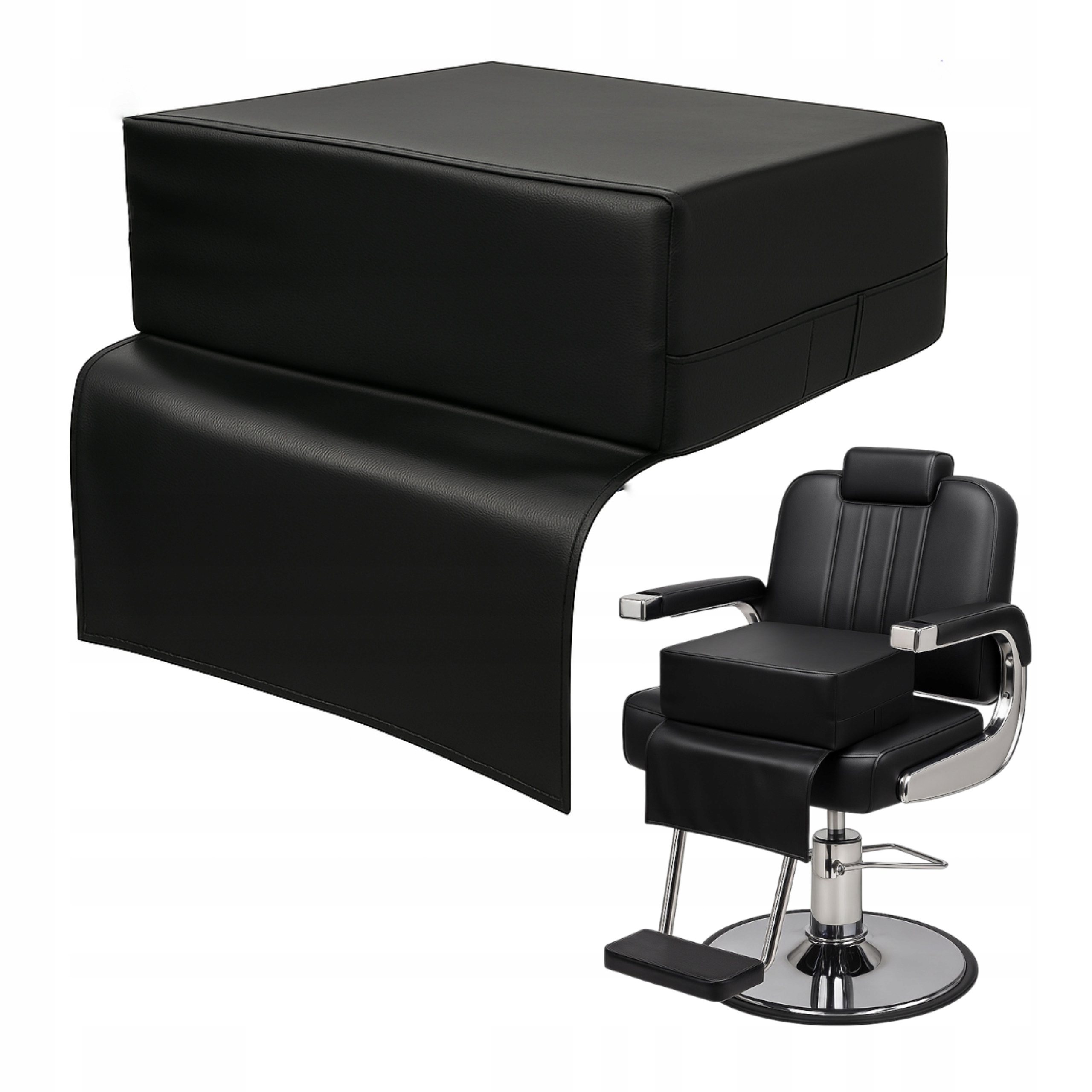 Siedzisko Dziecięce Na Fotel Fryzjerski Czarna Pufa Do Salonu SOLIDNE MOCNE