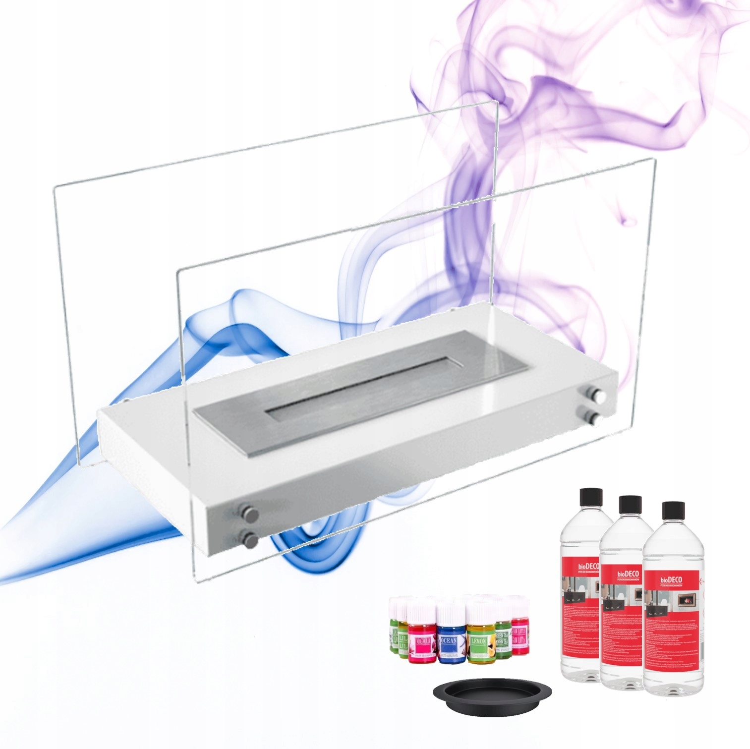 Biokrb Hotel bílý s prosklením Set biopalivo a oleje