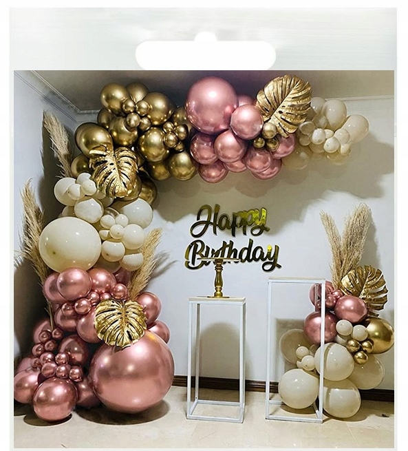 

Girlanda balonowa Złota Beżowa Rose gold liść G65