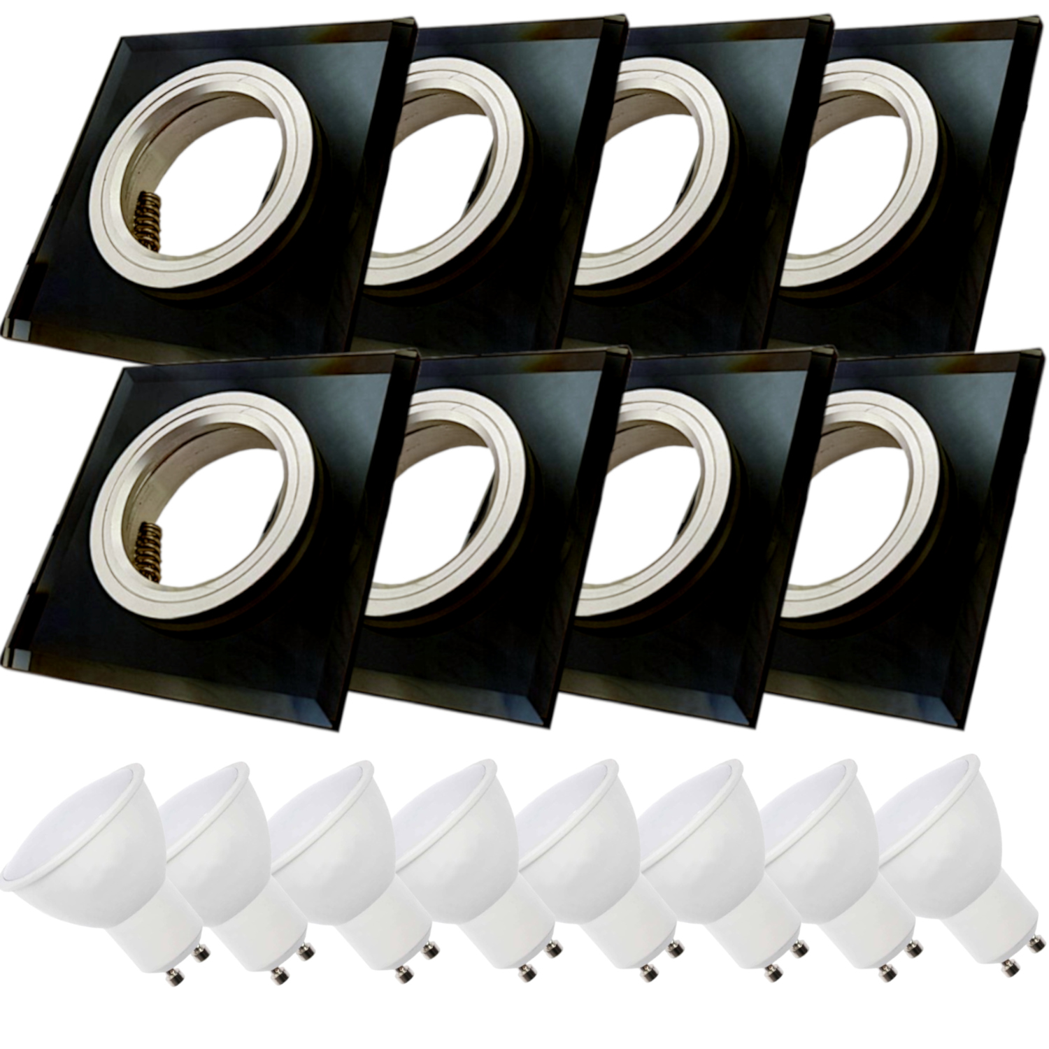 8x Černá Skleněná Stropní Lampa Halogenová Objímka Led Žárovky 5W