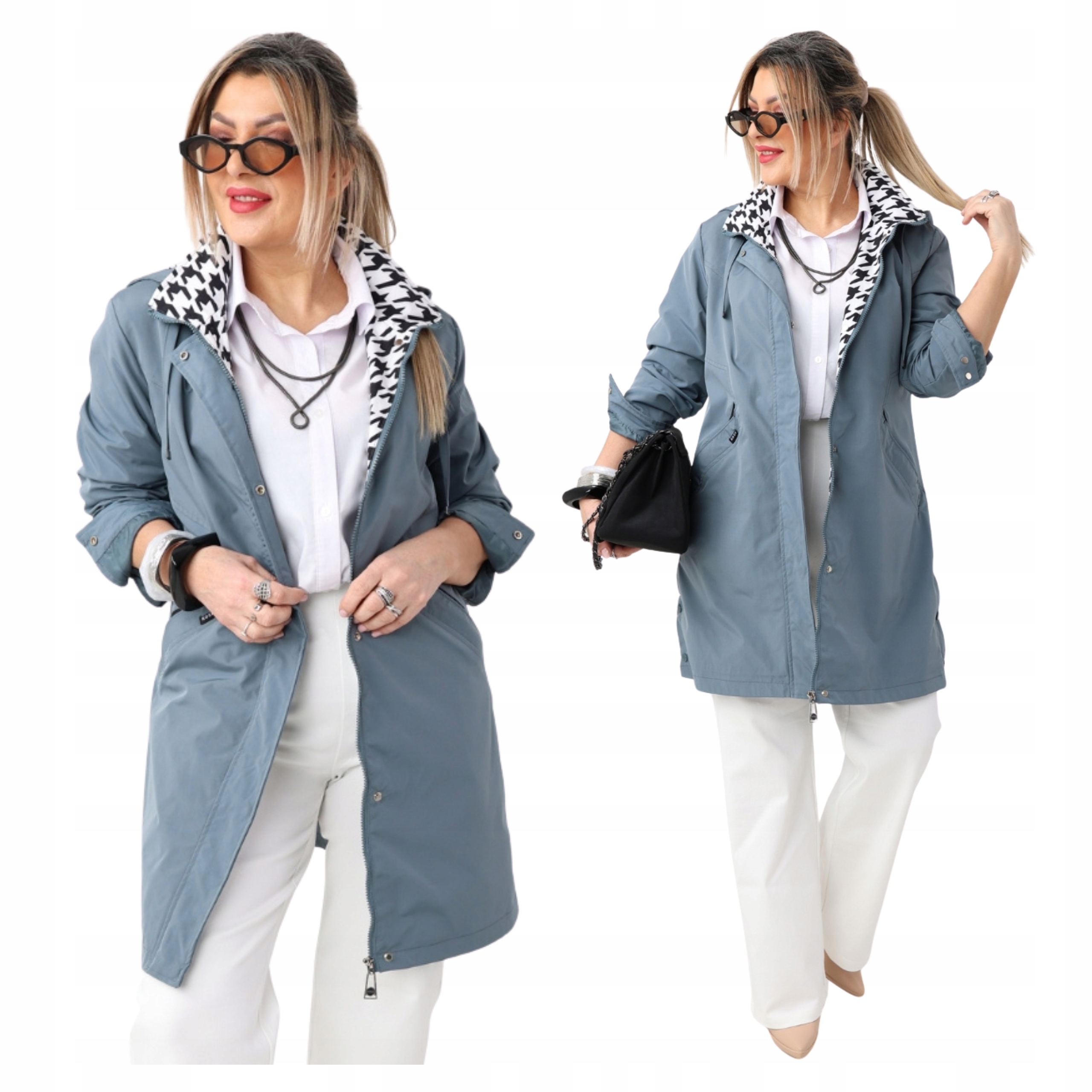 Kurtka Damska Przejściowa Płaszcz Lekka Duże Rozmiary Sportowa Z Kapturem