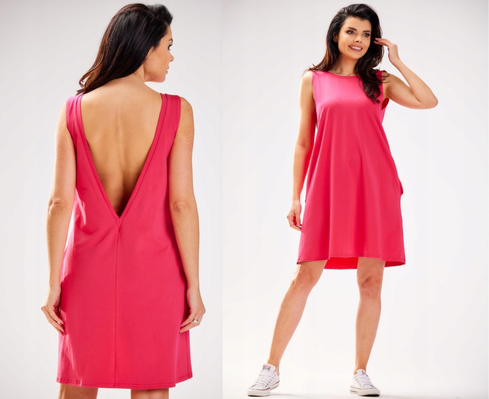 Letní jednoduché šaty s odhalenými zády z bavlny S/m