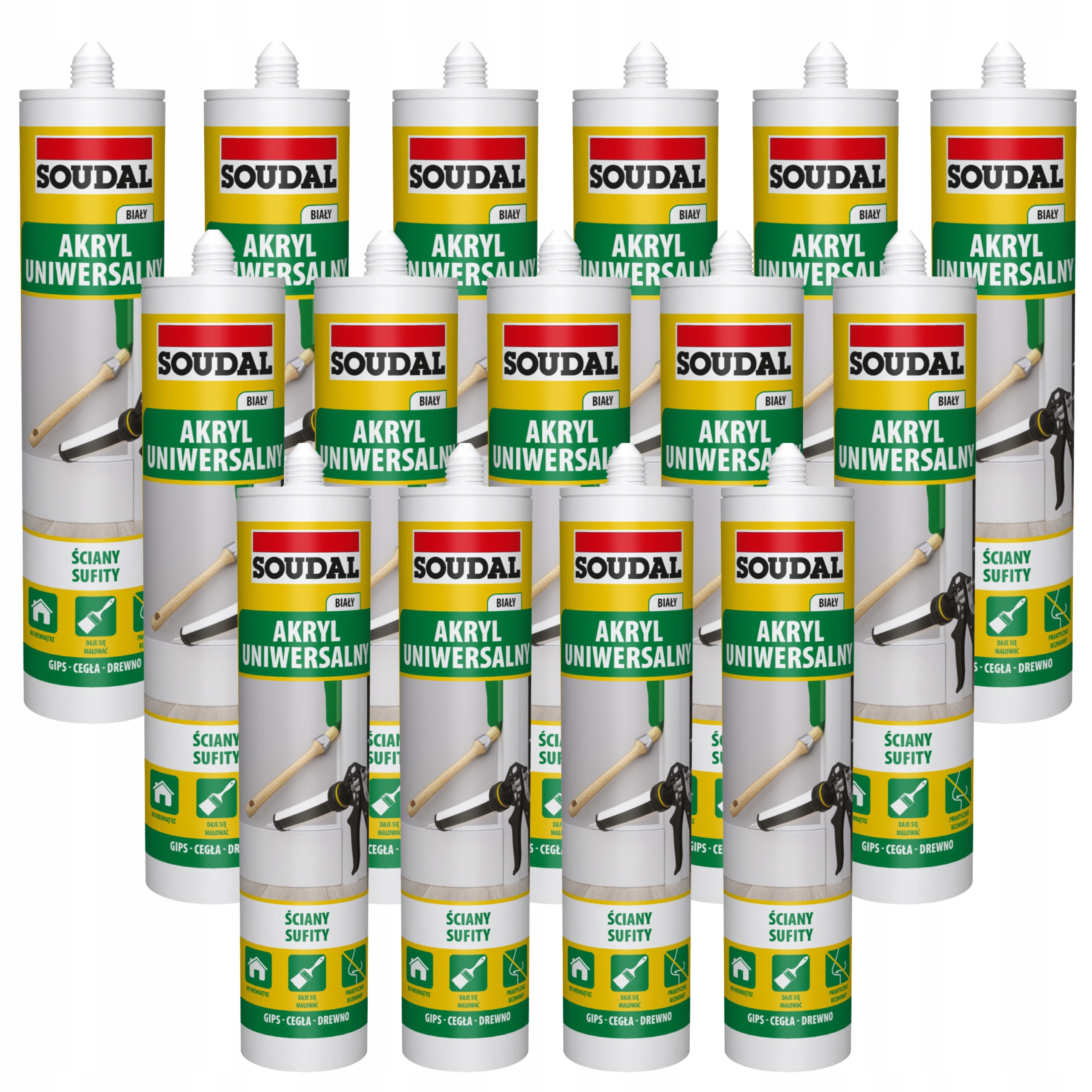 Akryl bílý univerzální Soudal 280 ml, trvalý stavební tmel, 15 ks