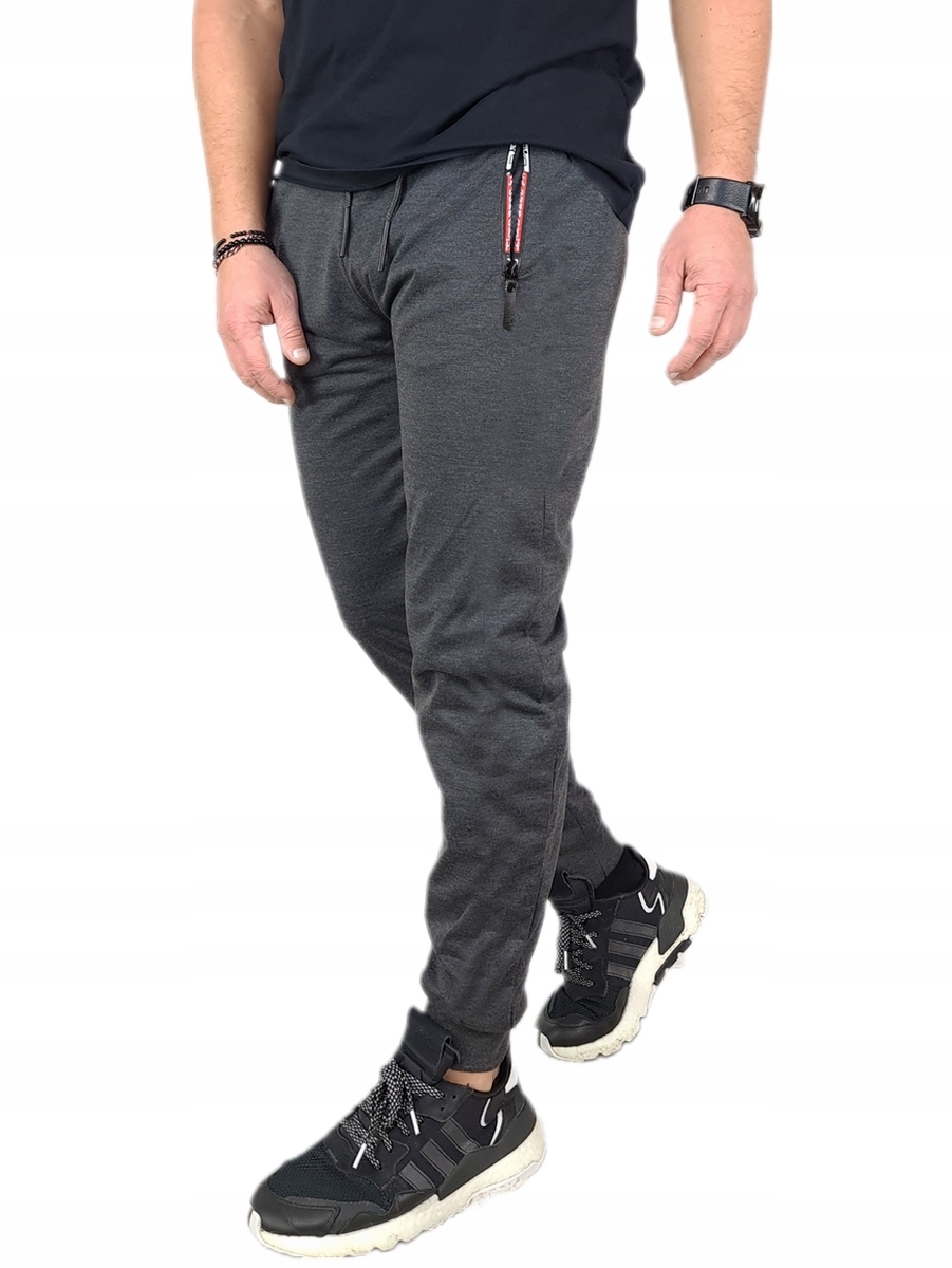 SPODNIE DRESOWE MĘSKIE DRESY modne JOGGERY kieszenie zamek bawełna, XL/XXL Marka Distribution4you