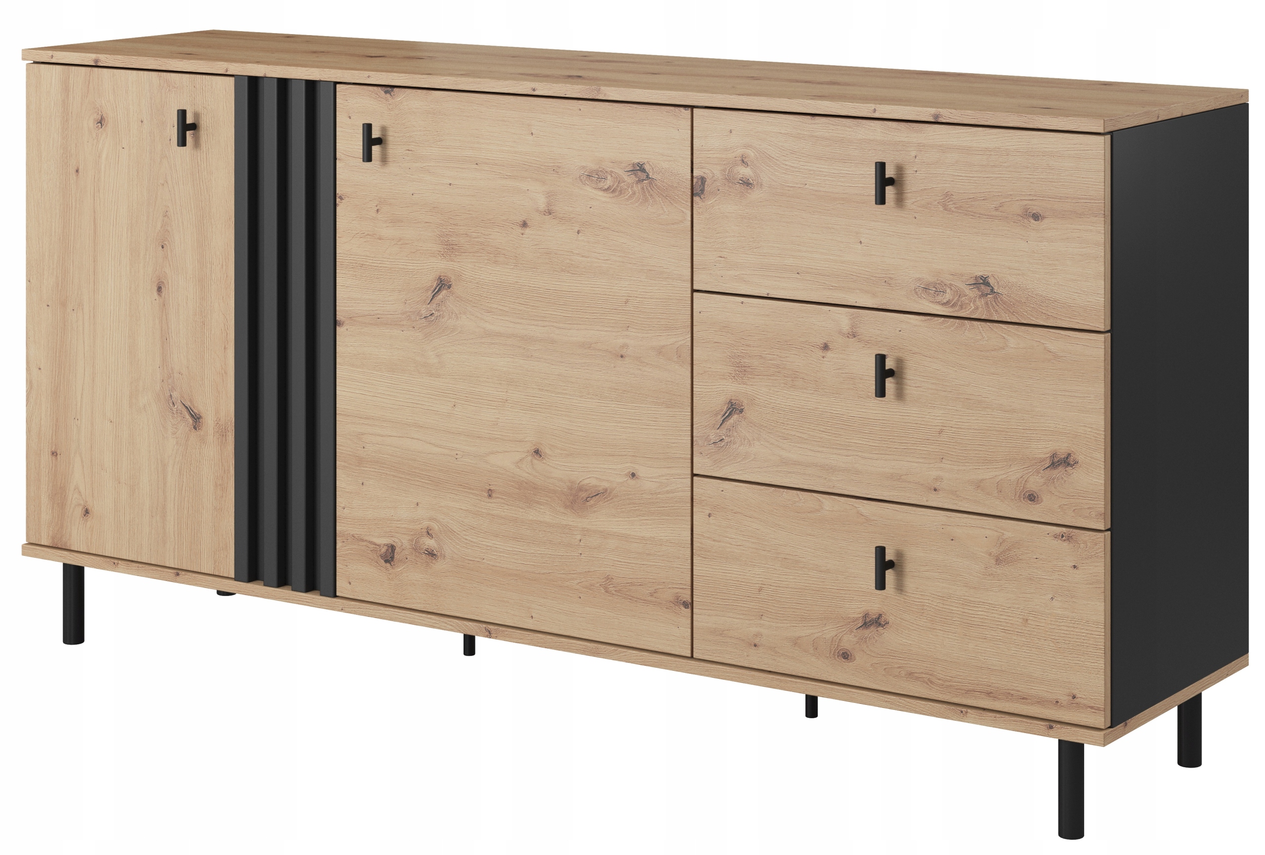 

Duża komoda z szufladami Loft Lamele Antracyt Megi