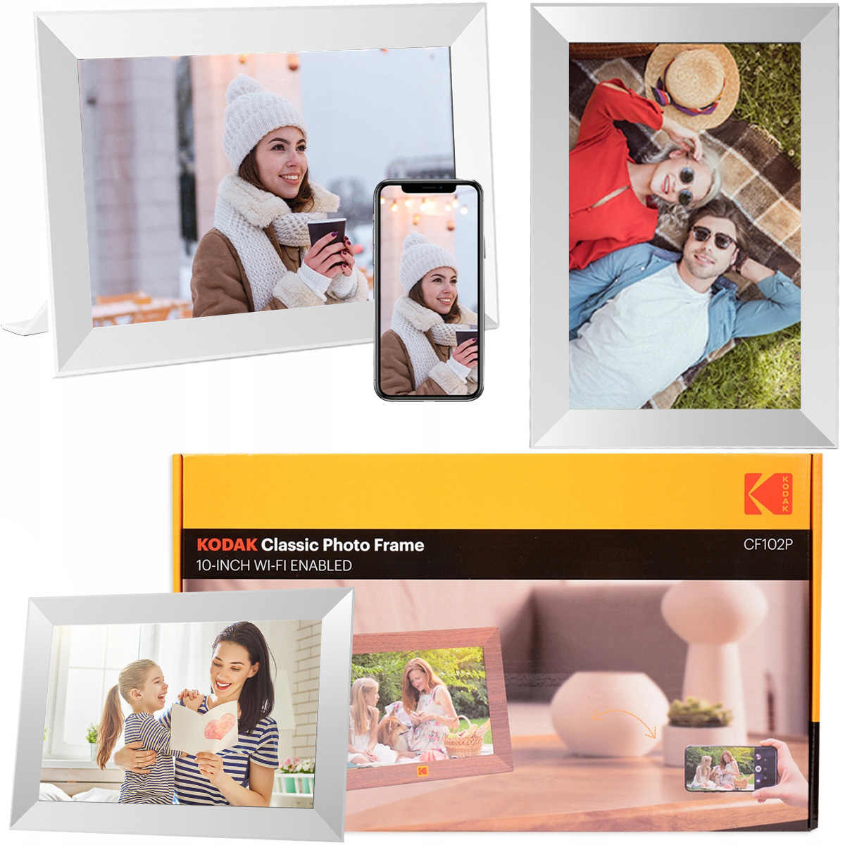 Kodak CF102P 10,1" Digitální Fotorámeček Rámeček Dotykový displej, fotky, videa, WiFi, aplikace