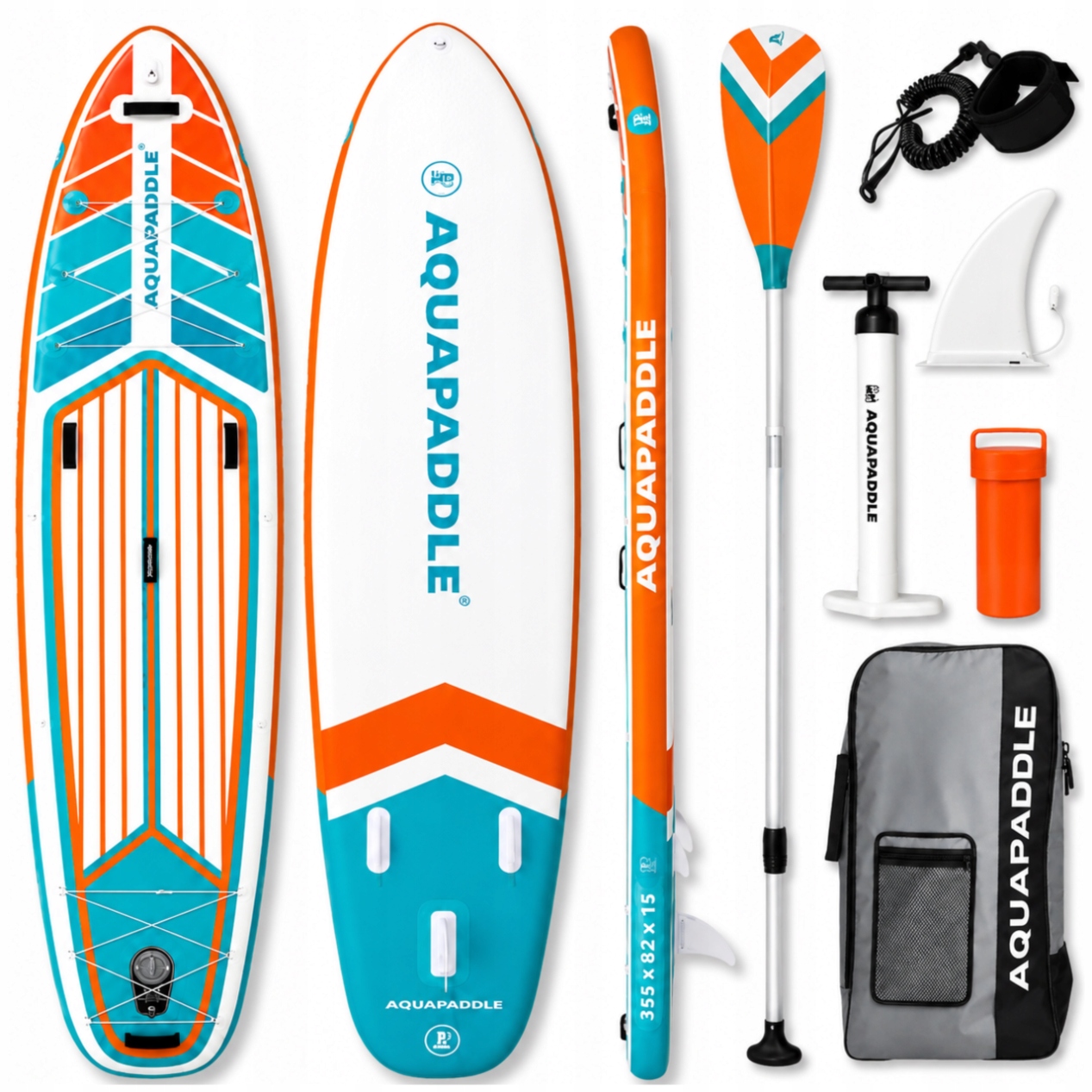 Sup deska AquaPaddle 355x82x15 cm pádlo pumpa sada batoh 200 kg